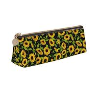 Beautiful Sunflower Print Triangular Pencil Case Pouch Large-Capacity Stationery Organizer Office Accessory