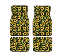 Beautiful Sunflower Print Versatile Car Accessory Floor Mats 4-Piece Set Waterproof Anti-Slip Sedans Trucks