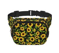 Beautiful Sunflower Print Versatile Square Double Layer Waist Bag Trendy for Men and Women daily use Bag, Black, One Size