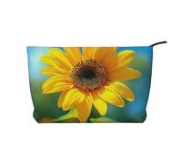 Beautiful Sunflower Printed Makeup Bag Corduroy Travel Cosmetic Bags Cosmetic Case Toiletry Bag Organizer for Women Mom Girls