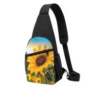 Beautiful Sunflower Printed Sling Backpacks Casual Crossbody Shoulder Bag Chest Pack for Men Women