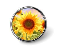 Beautiful Sunflower Round Brooch Pin Aluminum Alloy Lapel Badge with Art Design Decorative Pin for Jackets Backpacks Fashion Accessory for Daily Wear And Party Decoration