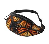 Beautiful Sunflower Waist Pack Bag Fanny Pack for Men&Women Belt Bag with Adjustable Strap for Outdoors Workout Travel Casual Walking Running Hiking Cycling Wallet, Orange Monarch Butterflies, One