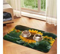 Beautiful Sunflowerprint Pet Absorbent Leather Tablecloth,Wipe Clean Quick Dry,Food Mat For Small Animals