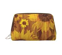 Beautiful Sunflowers Printed Beauty Pouch, Large Makeup Holder with Built-in Sponge Protection for Home and Trip