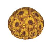 Beautiful sunflowers Printed Hair Cover, Dual Layer Bathing Cap For Thick Hair, Reusable Headgear For Women
