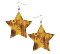 Beautiful Sunflowers Printed Leather Pierced Earring Set, 1 Pair Lightweight Bohemian Earrings Birthday Party Jewelry Gifts For Women