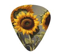 Beautiful sunflowers Printed pick set - 12 pieces, thin, medium and thick guitar picks, suitable for guitar, bass, electric guitar and ukulele