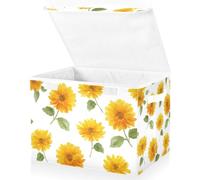 Beautiful Sunflowers Storage Boxes with Lids Large Fabric Storage Box Foldable Cube Lidded Storage Bins for Shelves Clothes Bedroom 42x32x30cm