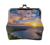 Beautiful Sunrise Full Double-Sided Printed Pattern Women's and Girls' Fashionable Leather Kiss Lock Coin Purse Card Bag