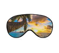 Beautiful Sunrise Hawaii Sleep Mask Palm Tree Blindfold for Sleeping Elastic Blackout Eye Mask Cover for Full Night's Sleep Travel and Nap