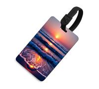 Beautiful Sunrise Luggage Tag for Suitcases Personalized Baggage Tag with Information Card Durable Bag Tags Retro Travel Stamp Luggage Tags for Women Men Travel Bag Label