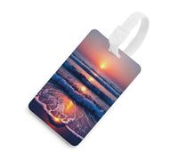 Beautiful Sunrise Luggage Tag for Suitcases Personalized Baggage Tag with Information Card Durable Bag Tags Retro Travel Stamp Luggage Tags for Women Men Travel Bag Label