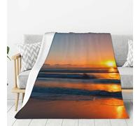 Beautiful Sunrise Ocean Print Lightweight Warm Blanket Soft Thick Blankets Bedroom Camping Living Room Traveling