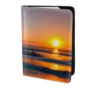 Beautiful Sunrise Ocean Print Passport 5.5in Travel Document Lightweight Wallet Men Women Business Leisure Trips, Black, One Size