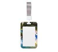 Beautiful Sunrise Ocean Printed Id Card Badge Holder with Neck Strap Waterproof Name Card Holder Plastic Vertical Sleeve Pocket