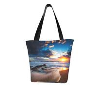 Beautiful Sunrise On Sea Fashion Canvas Tote Bag With All Over Print Design,Large Reusable Shopper Tote With Double Handles,Beach Tote, Weekend Bag