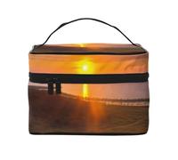 Beautiful Sunrise Prints Travel Makeup Bag Flip Portable Toiletry Bag with Handle for Women's Travel and Daily Use
