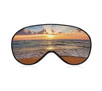 Beautiful Sunrise Sleep Mask Tropical Sea Beach Ocean Waves Blindfold for Sleeping Elastic Blackout Eye Mask Cover for Full Night's Sleep Travel and Nap