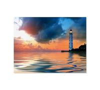 Beautiful sunset at the lighthouse with calm sea，Jigsaws Puzzles 1000 Pieces Classic Jigsaws Educational Games Toys，Best Gift for Adults and Kids（50x70cm）-N30