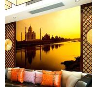 Beautiful Sunset Lake Church Architecture Small Trees 3D Wallpaper Premium Textured Silk Study Dining Living Room Bedroom Sofa TV Wall Easy Install-200cm×140cm