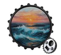 Beautiful Sunset Ocean Bottle Opener Round Fridge Magnets Beverage Beer Magnetic Bottle Cap Opener for Fridge, Kitchen, Office
