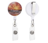 Beautiful Sunset Over The Ocean Retractable Badge Holder Reel Clip ID Card Holder for Doctor Nurse Student Office Worker