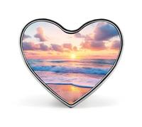 Beautiful Sunset over The Ocean Unisex Novelty Brooches & Pins Heart Metal Lapel Badge for Clothing Shawl Hat