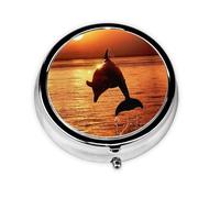 Beautiful Sunset Print Personalised Portable Pillbox with,Mini Pillbox Compact and Convenient Pill Organiser for Storing and Organising Pills