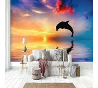 Beautiful Sunset Sea Dolphin Art 3D Wallpaper Luxury Home Dining Decor Paste Sofa Living Room The Wall for Bedroom Mural-250cm×170cm