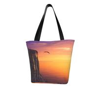 Beautiful Sunset Sea Fashion Canvas Tote Bag With All Over Print Design,Large Reusable Shopper Tote With Double Handles,Beach Tote, Weekend Bag