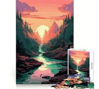 Beautiful Sunset Vaporwave 1000 Piece Jigsaw Puzzles for Adults Jigsaw Memory Strength Pleasant Downtime Fine Cut Meaningful Gift (50x75cm)