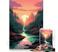 Beautiful Sunset Vaporwave for Adults 1000 Piece Jigsaw Puzzle Boost Memory Tranquil Pastime Quality Cut Bday Surprise (38x52cm)