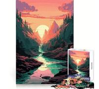 Beautiful Sunset Vaporwave Jigsaw Puzzles 1000 Pieces for Teenagers Improve Memory Peaceful Fun Laser Cut Heartfelt Gift (38x26cm)