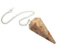 Beautiful Sunstone 6 Faceted Dowser Pendulum Crystal Healing Reiki FENG Shui Gift Wellness Peace Meditation Metaphysical Gemstone Spiritual Love Protective Strength Energy