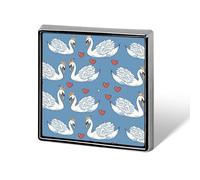 Beautiful Swan Square Badge Personalized Button Brooch Lapel Pins Brooches for Women Men