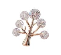 Beautiful Symbolic Tree Brooch with Zircon Crystal Elegant Clothing Accessories Jewelry for Women Girls Alloy Tree Brooch