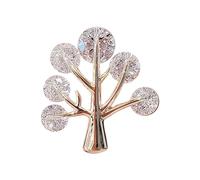 Beautiful Symbolic Tree Brooch with Zircon Crystal Elegant Clothing Accessories Jewelry for Women Girls Alloy Tree Brooch