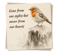 Beautiful Sympathy or Grief Card for Loved One - Robin, Bird Lover - Gone from Our Sights But Never from Our Hearts - for Friend, Relative