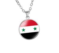 Beautiful Syrian Flags Pendant Necklace Craft From Sturdy Zines Alloy And Glass For Those Who Like Syrian Heritages National Jewelry