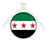 Beautiful Syrian Flags Pendant Necklace Craft From Sturdy Zines Alloy And Glass For Those Who Like Syrian Heritages Unique Fashion Jewelry