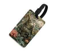 Beautiful Tabby Cat with Green Eyes Luggage Tag Travel Bag Suitcase Baggage Name Tags