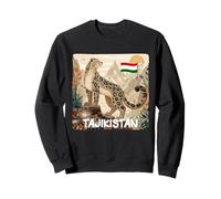 Beautiful Tajikistan Mountains View with Leopard Costume Sweatshirt