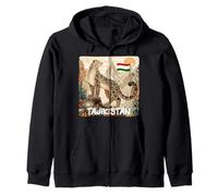Beautiful Tajikistan Mountains View with Leopard Costume Zip Hoodie
