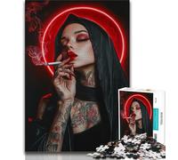 Beautiful Tattooed Nun Jigsaw Puzzles for Teenagers 1000 Piece Puzzle,Learning Educational Toy for Is Ideal As A Gift for The Whole Family (75x50cm)