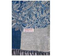 Beautiful Teal Blue Jamavar Floral Design Pashmina Style Shawl/Scarf/Wrap with Sparkly Glitter Thread