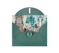 Beautiful Teal Flower On Wooden Plank Print Greetings Cards,Envelopes Included- Blank Greeting Cards For Weddings,Events,Birthdays