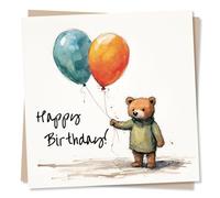 Beautiful Teddy Bear Happy Birthday Card - Special Greetings For Family and Friends - Made in UK