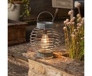 Beautiful Terra Slate Garden Solar Powered Stunning Rattan Table Top Lantern