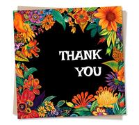 Beautiful Thank You Card for a Friend, Relative, Colleague, Loved One - African Floral Design, Flowers, Leaves.